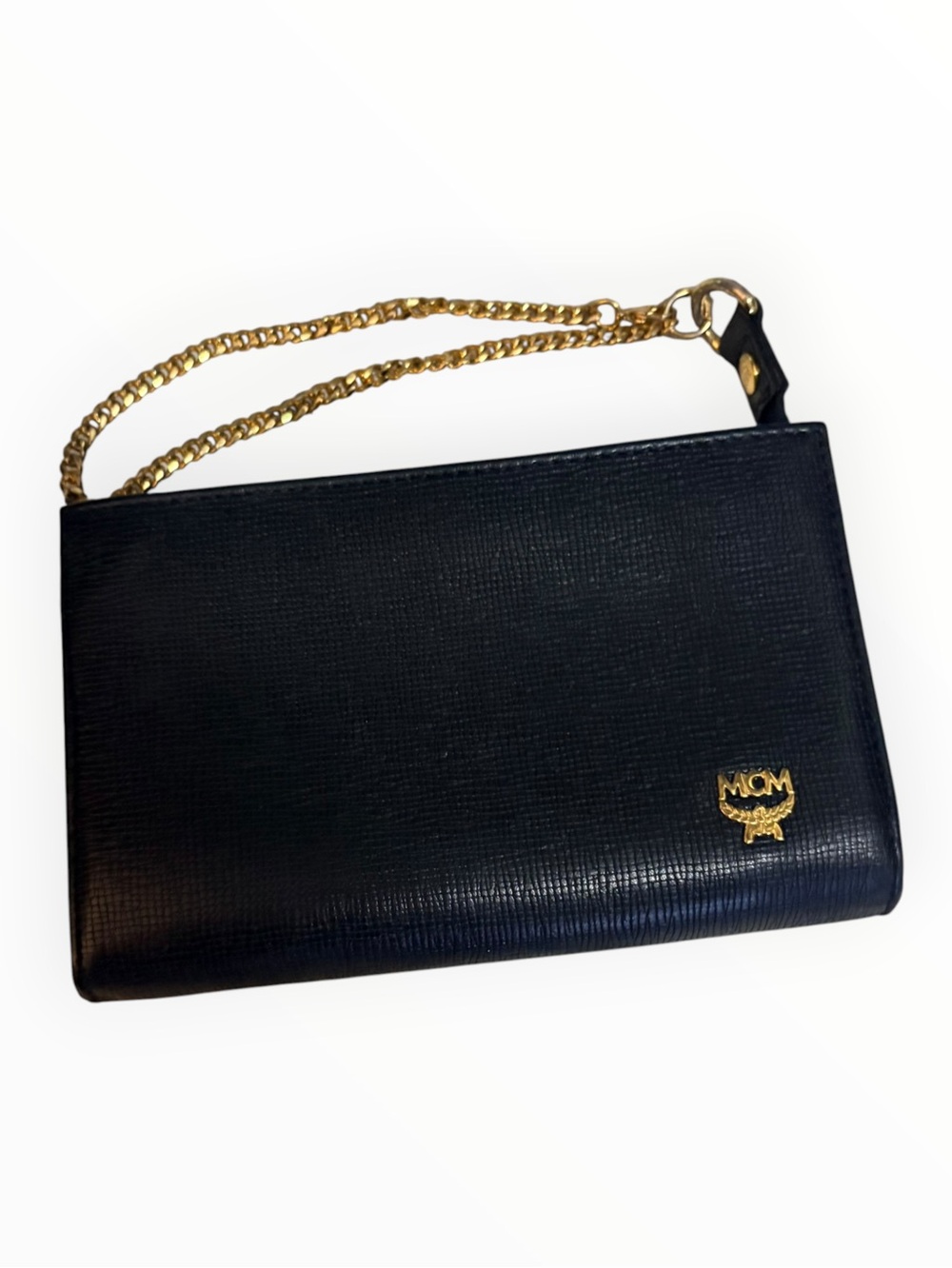 MCM vintage Black Textured Leather Pouchette